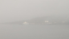 A foggy view of the ferry terminal.